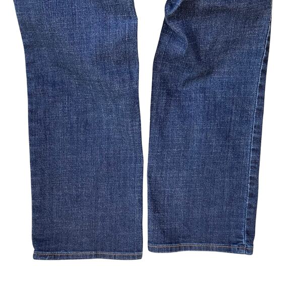 Levi’s Wmns Sz 28x32 505 Straight Leg Dark Wash Jeans w Faux-Flap Pockets Casual - Picture 10 of 16